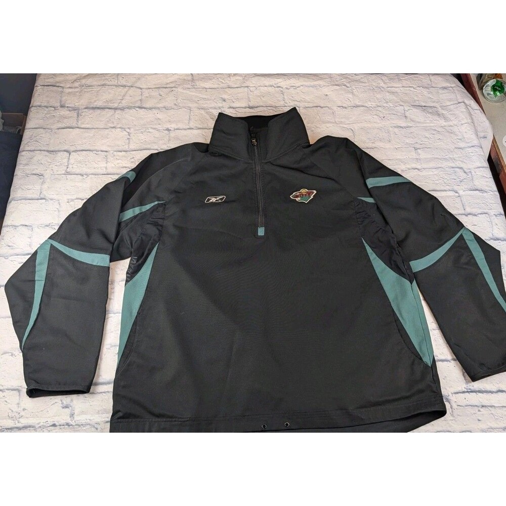 Minnesota Wild Reebok Platinum Shield 1/4 Zip Pullover Jacket XL Vented Sleeves